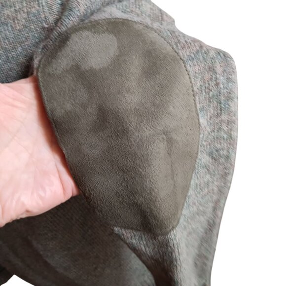 Men's Medium Sweater Glenhusky Scotland V-Neck Wool Suede Shoulder Elbow Patch - Picture 9 of 12